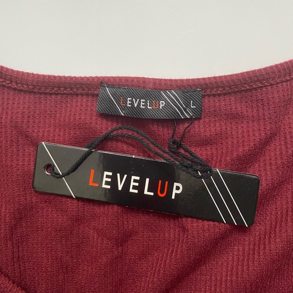 Level Up crop top cardigan Ribbed knit women’s size L - Picture 7 of 9